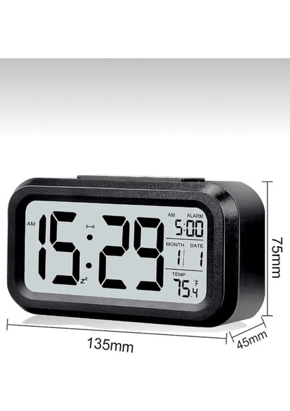 LCD Işıklı Sensörlü Termometreli Alarmlı Dijital Masa Saati Beyaz fırsatları