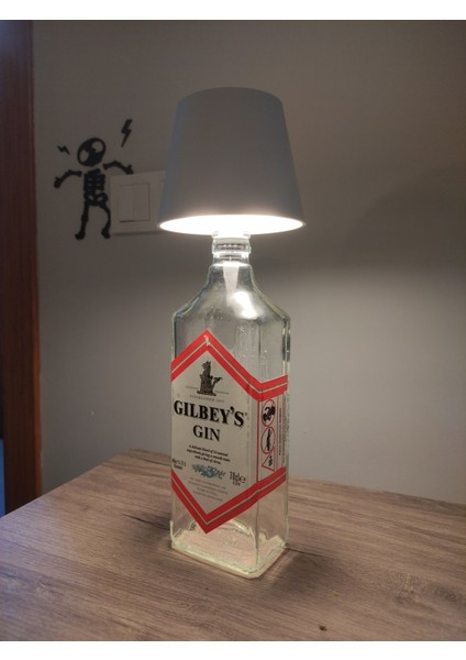 Beyaz 3 Kademeli Dokunmatik Abajur Şişe, Şarjlı ve USB Girişli, Şık ve Özel Tasarım