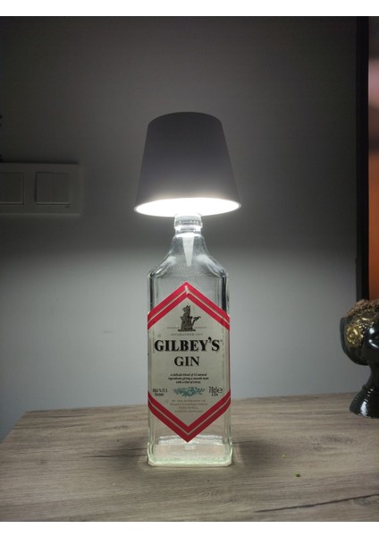 Beyaz 3 Kademeli Dokunmatik Abajur Şişe, Şarjlı ve USB Girişli, Şık ve Özel Tasarım