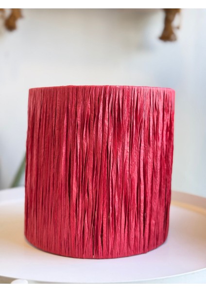 Kırmızı Ip Örme Abajur Başlığı, 20'lik, Şık ve Renkli Aydınlatma Detaylarıyla