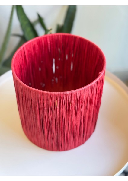 Kırmızı Ip Örme Abajur Başlığı, 20'lik, Şık ve Renkli Aydınlatma Detaylarıyla modelleri