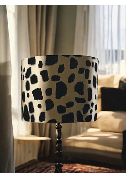 El Yapımı Silindir Abajur Başlığı, Leopar Desenli, Yüksek Kalite Kumaş, 40X30 cm modelleri
