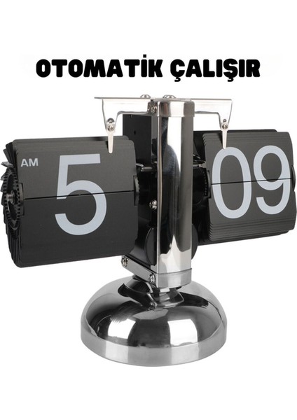 Şık Siyah Retro Dijital Masaüstü Saat, Otomatik Kuvars Pilli Ev Dekoru