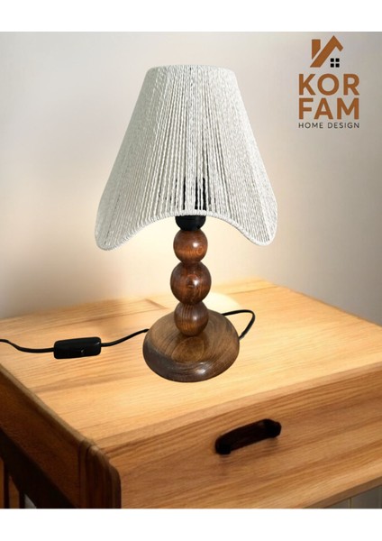 El Yapımı Hasır Asimetrik Ahşap Ayaklı Renkli Abajur fiyatları