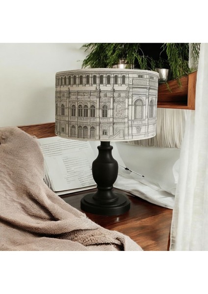 El Yapımı Beyaz Silindir Abajur Başlığı, Yüksek Kaliteli Kumaş, 30X20 cm