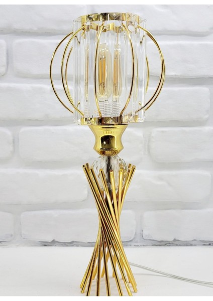 Altın Renkli Metal Kristal Taşlı Dairesel/kare Masa Lambası modelleri