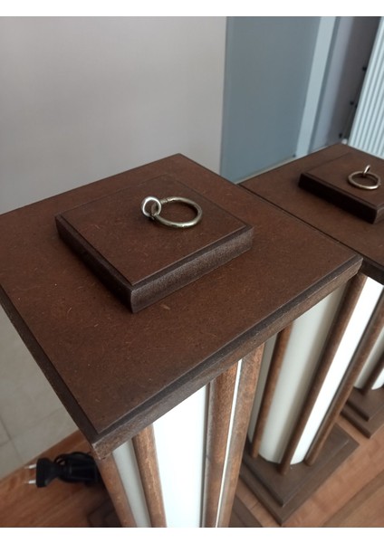 3'lü Ahşap Abajur-Fener-Ceviz, Şık ve Doğal Dekorasyon Parçası