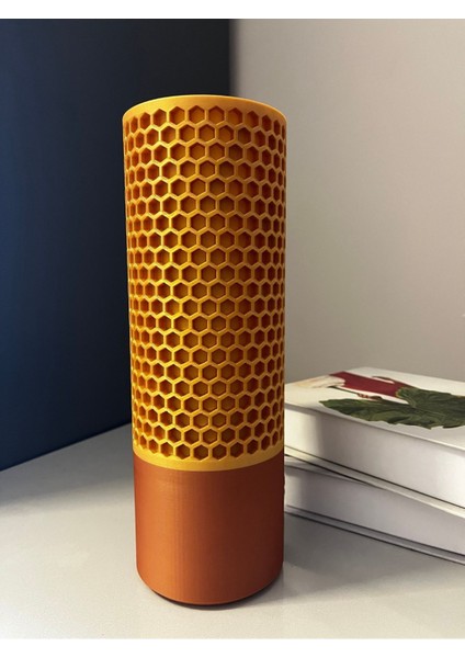 3D Yazıcı Üretimi Bal Peteği Desenli Dekoratif Masa Lambası Kahverengi fiyatları