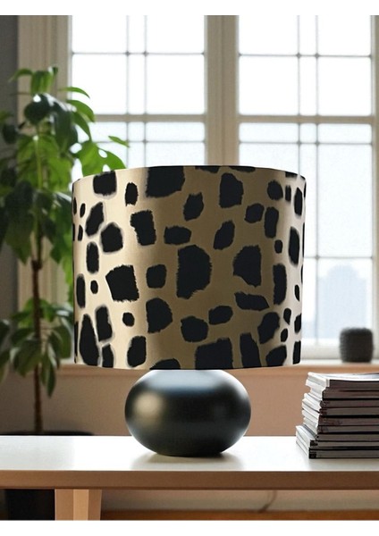 El Yapımı Bej Silindir Abajur Şapkası, Yüksek Kaliteli Kumaş, 30×20 cm