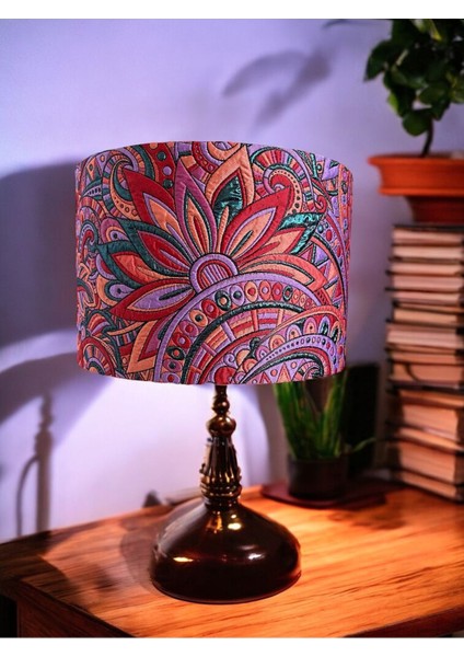 El Yapımı Silindir Şapka Abajur Başlığı, Kırmızı, Yüksek Kalite, Kabartma Kumaş