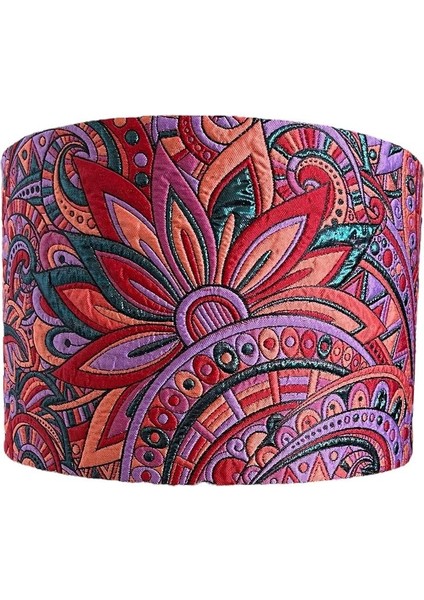 El Yapımı Silindir Şapka Abajur Başlığı, Kırmızı, Yüksek Kalite, Kabartma Kumaş fiyatları