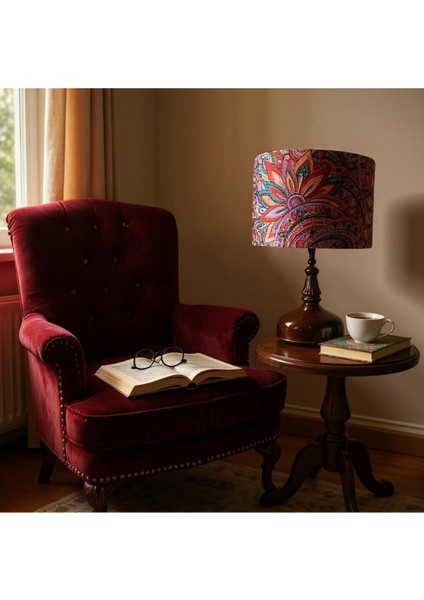 El Yapımı Silindir Şapka Abajur Başlığı, Kırmızı, Yüksek Kalite, Kabartma Kumaş modelleri