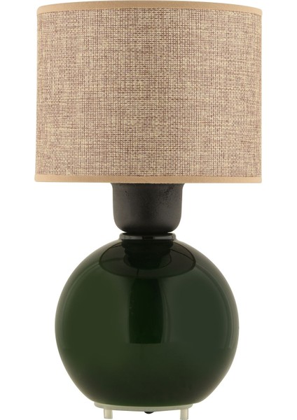 Yeşil Cam ve Kahverengi Kumaşla Şık Abajur, Modern ve Şık Tasarım. fiyatları