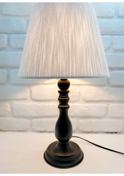 El Yapımı Siyah Rustik Metal Ayaklı Ip ve Kagıt Örme Abajur Masa Lambası fiyatları