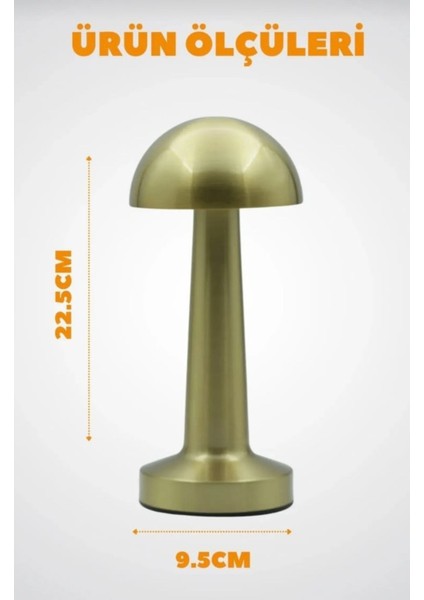 Dokunmatik Masa Lambası, Mantar Tasarım, 3 Renkli Işık, Ayarlanabilir ve Şık.