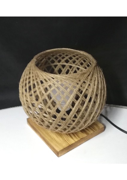 Renkli Jüt Ip Örme Başlık Ahşap Tabanlı 9W Ampul Dahil fırsatları