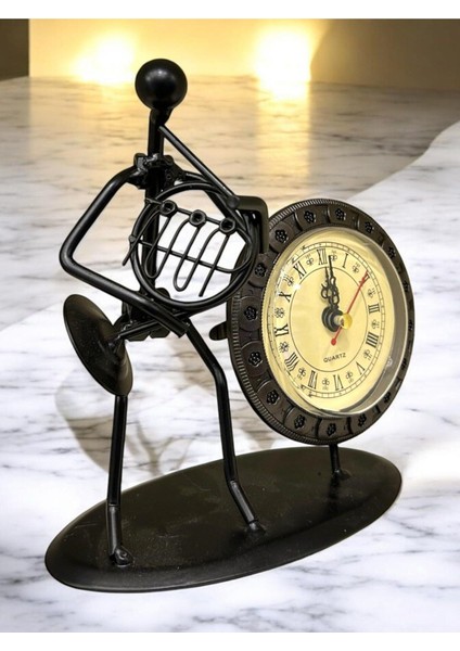 Çalan Fransız Kornosu Dekoratif Metal Masa Saati, 17X16X7,5 Cm, Siyah fiyatları
