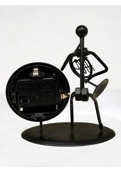 Çalan Fransız Kornosu Dekoratif Metal Masa Saati, 17X16X7,5 Cm, Siyah modelleri