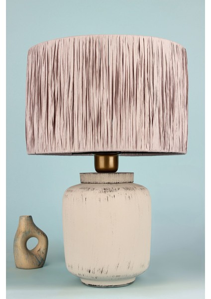 El Yapımı Seramik Abajur, Şık ve Modern Dekoratif Aydınlatma Modeli