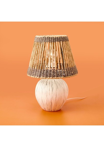 Krem Eskitme Seramik Abajur 40X40X25CM, Şık ve Renkli Aydınlatma Parçası fiyatları