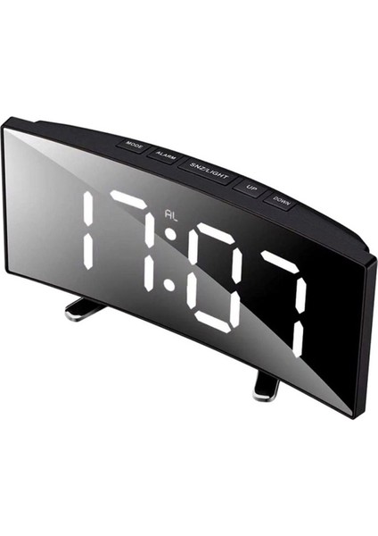 Beyaz LED Ayna Saat, Alarm, Takvim, Usb, Dijital Masa Saati