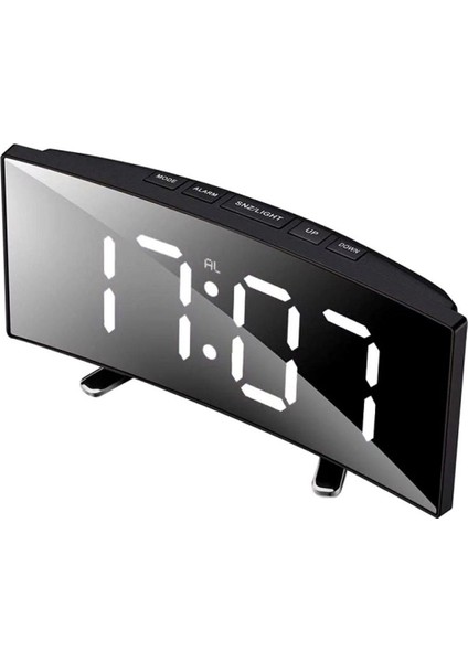 Beyaz LED Ayna Saat, Alarm, Takvim, Usb, Dijital Masa Saati modelleri
