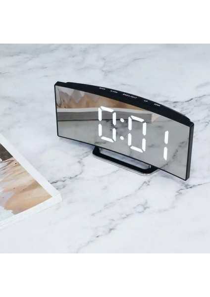 Beyaz LED Ayna Saat, Alarm, Takvim, Usb, Dijital Masa Saati fırsatları