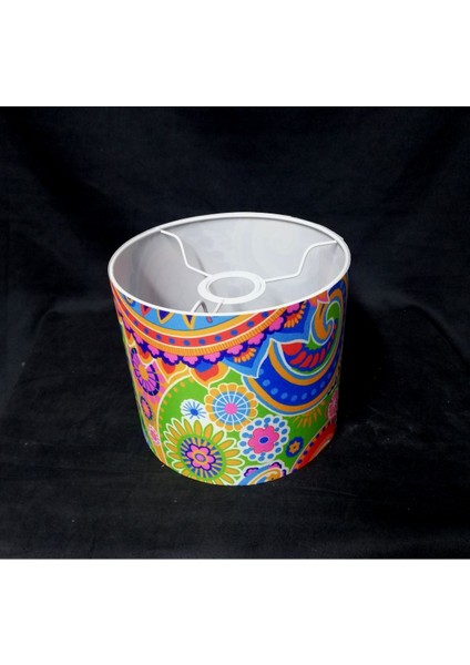 Çok Renkli Kumaş Abajur Başlığı, Çap: 20 Cm, Yükseklik: 16 cm