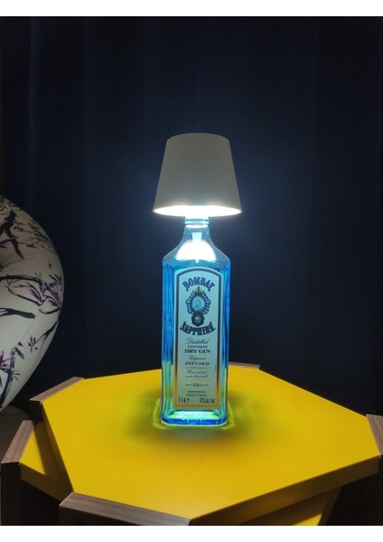 Beyaz 3 Kademe Dokunmatik Şişe Abajur Şarjlı USB Bağlantılı