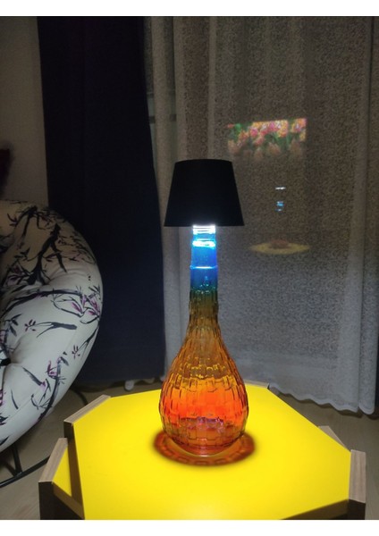 Renkli El Boyası Abajur, Dokunmatik, USB Şarjlı, Çok Renkli, Şapka Tasarımı