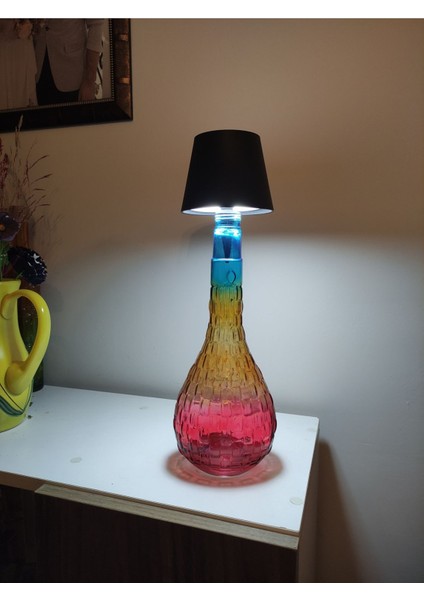 Renkli El Boyası Abajur, Dokunmatik, USB Şarjlı, Çok Renkli, Şapka Tasarımı