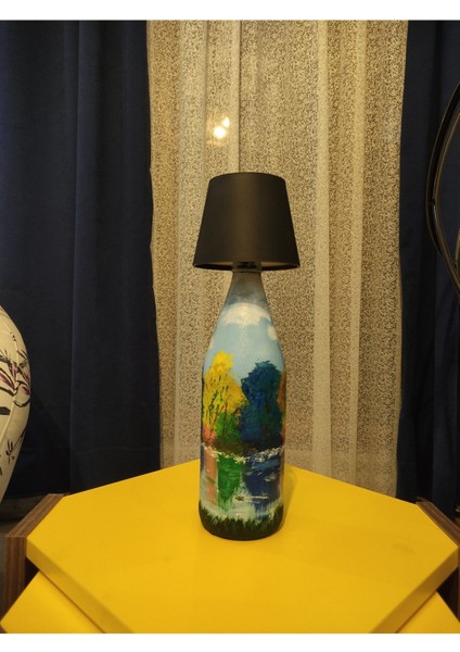 El Boyaması Mavi Abajur, 3 Fonksiyonlu USB ile Şarj Edilebilir fiyatları