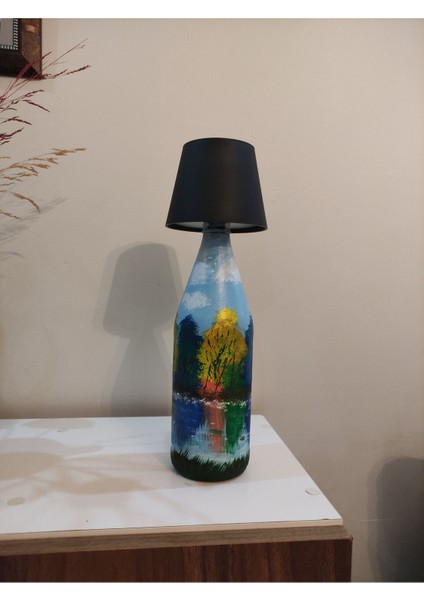 El Boyaması Mavi Abajur, 3 Fonksiyonlu USB ile Şarj Edilebilir fırsatları