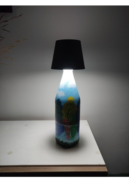 El Boyaması Mavi Abajur, 3 Fonksiyonlu USB ile Şarj Edilebilir indirimleri