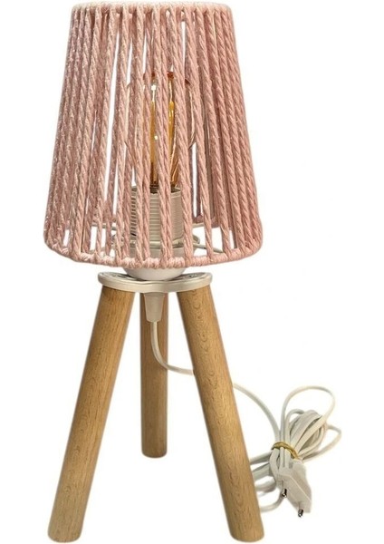 Pembe Mini Ahşap Abajur, Şık ve Zarif Dekorasyon Ürünü fiyatları