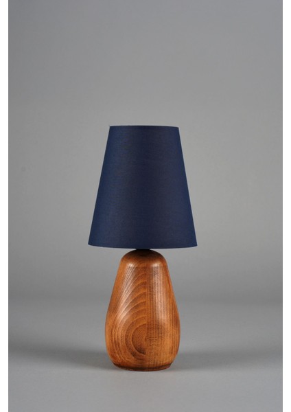 Doğal Ahşap Abajur, Lacivert, 16X16X35 Cm, Şık ve Sıcak Aydınlatma Sağlar.