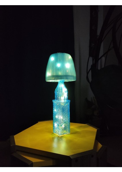 Mavi Kız Kulesi Cam Şişe Abajur, Yumuşak LED Gece Lambası fiyatları