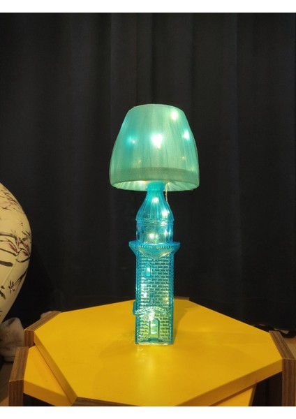 Mavi Kız Kulesi Cam Şişe Abajur, Yumuşak LED Gece Lambası fırsatları