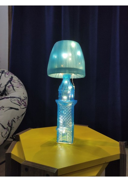 Mavi Kız Kulesi Cam Şişe Abajur, Yumuşak LED Gece Lambası indirimleri