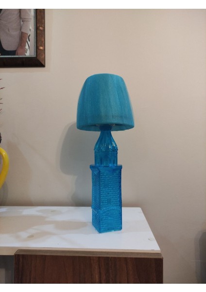 Mavi Kız Kulesi Cam Şişe Abajur, Yumuşak LED Gece Lambası