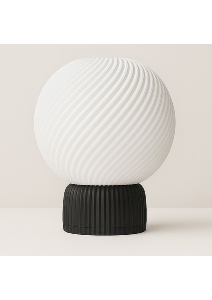 Spiral Desenli Dekoratif Masa Lambası, Siyah, Şık ve Modern Tasarım