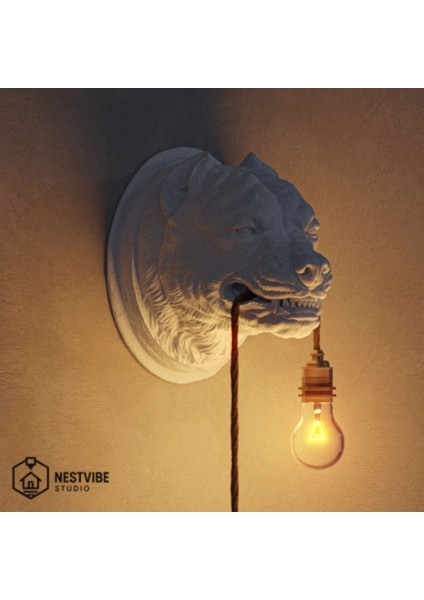 Modern Pitbull Başlı Duvar Lambası, Şık ve Özel Tasarım, Ampul Hediyeli fiyatları