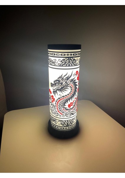 Renkli Ejderha Desenli Yuvarlak Modern Masaüstü Lamba modelleri