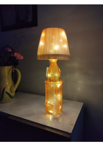 Turuncu Kız Kulesi Cam Şişe Abajur, LED Gece Lambası, Sıcak ve Şık Aydınlatma
