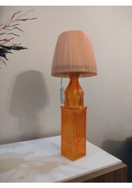 Turuncu Kız Kulesi Cam Şişe Abajur, LED Gece Lambası, Sıcak ve Şık Aydınlatma