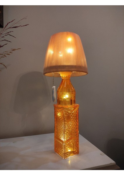 Turuncu Kız Kulesi Cam Şişe Abajur, LED Gece Lambası, Sıcak ve Şık Aydınlatma