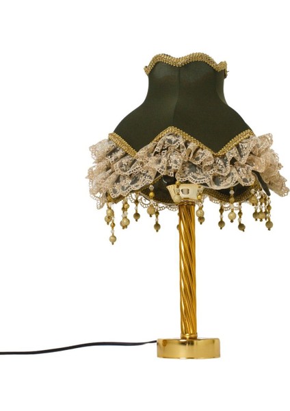 Haki Sendi Kumaş Kaplı Vintage Abajur 45X27CM, Gold Detaylı, Şık ve Renkli Tasarım fırsatları