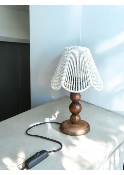 El Yapımı Bohem Ahşap Ayaklı Rustik Abajur, Yatak Odası ve Salon Dekoru fırsatları