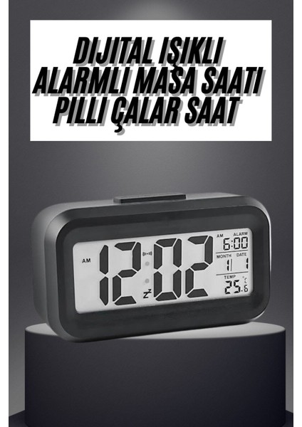 Renkli Dijital Masa Saati, LED Ekran, Alarmlı, Pilli, Şık ve Fonksiyonel Tasarım