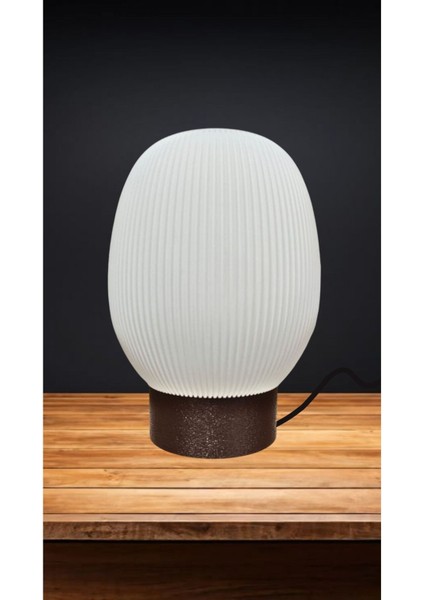 Modern Dokulu Kahverengi Taban Beyaz Gövde Şık Abajur, E27 Uyumlu, Özel Tasarım